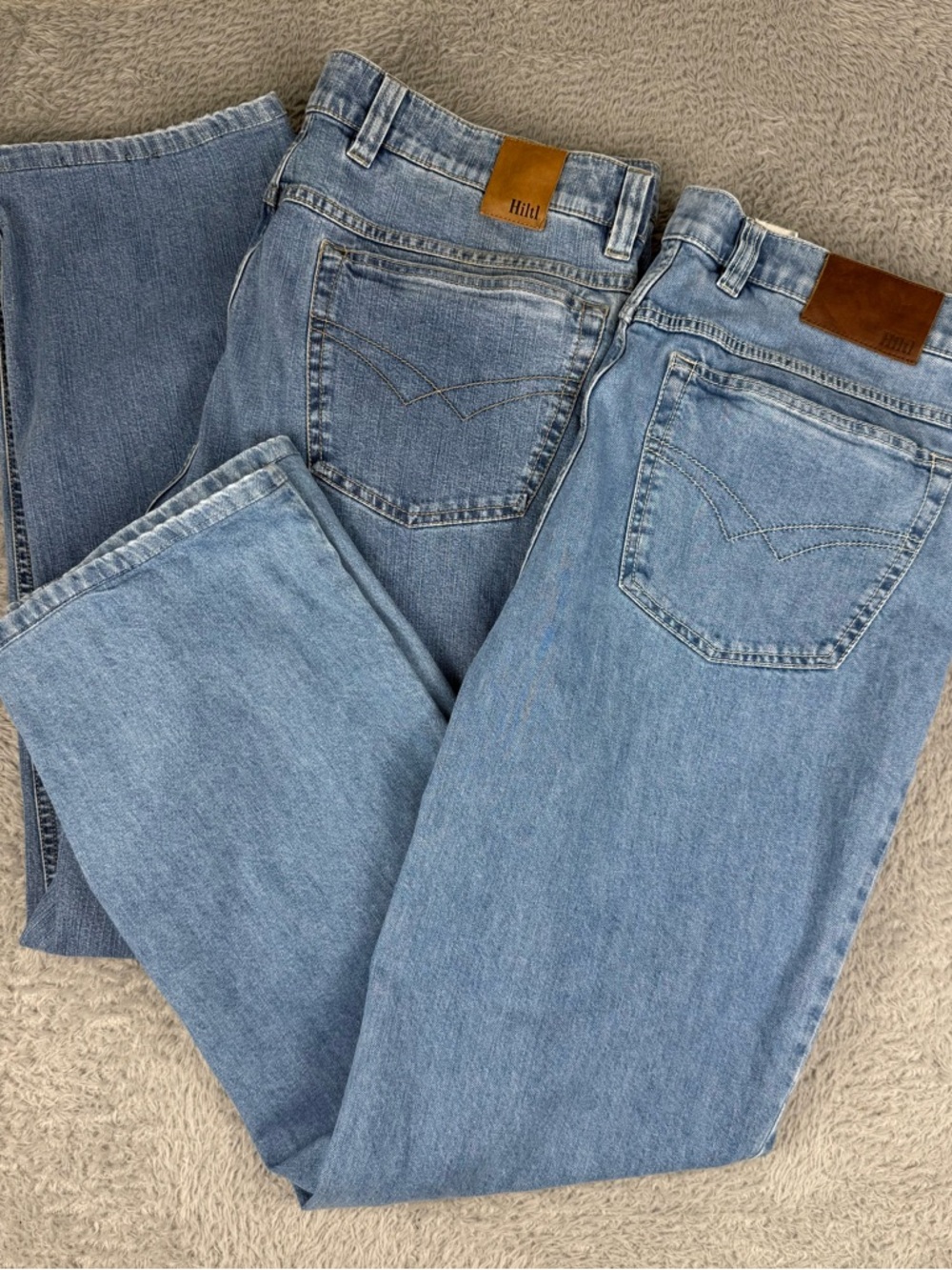 Hiltl Men’s Jeans Lot 2 Pairs 38x34 Light Wash Straight Blue Denim EU Made